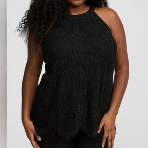 Torrid Black Lace Goddess Mock Neck Top Size 3 / 3X Whimsigoth Romantic Feminine